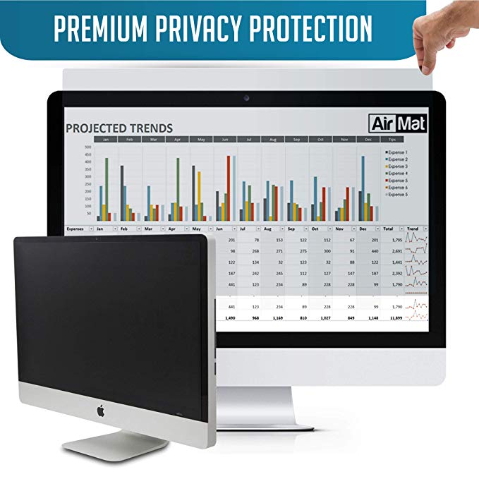 27 inch Computer Privacy Screen Filter for Widescreen Computer Monitor - 16:9 Aspect Ratio - Premium - Reversible Anti-Glare Protector - Privacy for Data Confidentiality by AirMat