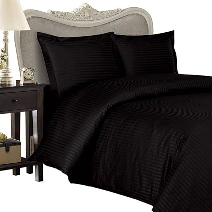 Luxurious Black Damask Stripe, Cal King Size, 1500 Thread Count Ultra Soft Single-Ply 100% Egyptian Cotton, Three (3) Piece Duvet Cover Set Including Two (2) Shams/Pillow Cases&nbsp;1500TC