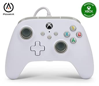 PowerA Wired Controller for Xbox Series X|S - White, gamepad, wired video game controller, gaming controller, works with Xbox One - Xbox Series X