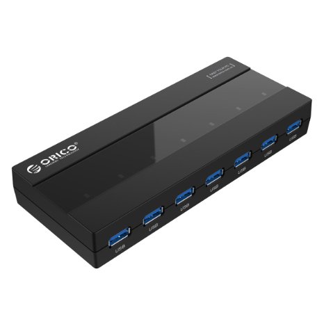 ORICO H727RK-U3-BK 7 Port USB30 HUB with Premium 12V25A Power Adapter Black