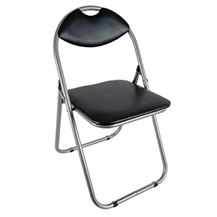 Faux Leather Plus Steel Paris Fold Up Chair, 43.5 x 46 x 79.5 cm, Black