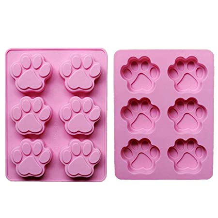 2 Pack Value Silicone Molds Pet Paw Print Animal Paw Print for Homemade Dog Treats, Baking Chocolate Candy, Oven Microwave Freezer Safe