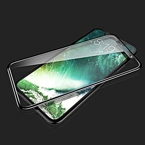 Yoobao iPhone 10/ iphone X Screen Protector, Ultra-thin Tempered Glass Screen Protector [ 3D Full Cover ] 9H Shatterproof Anti-Scratch Bubble-Free Skin Cover for iPhone 10/ iphone X - Black