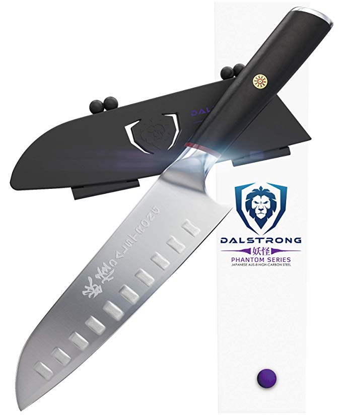 DALSTRONG Santoku Knife - Phantom Series - Japanese AUS8 Steel - Hollow Ground - 8"