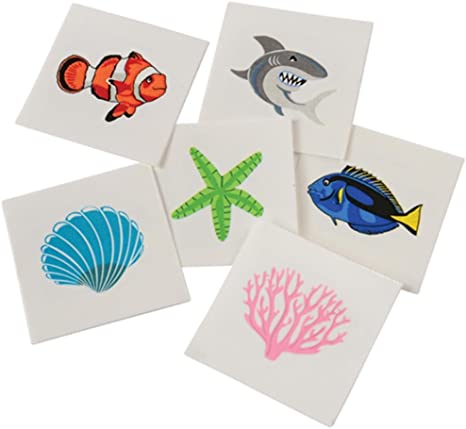 U.S. Toy Assorted Coral Reef Ocean Life Children's Temporary Tattoos (144)