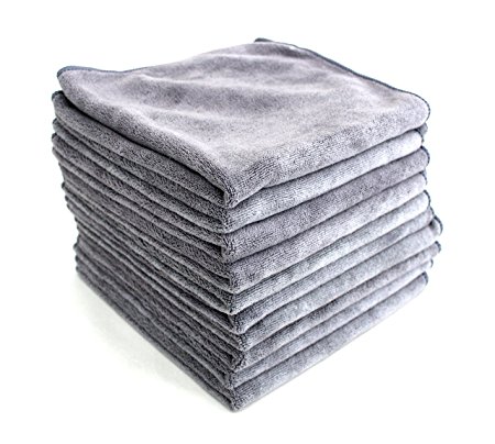 Professional Grade Microfibre Car Cleaning Cloths - Pack of 10 - 40x40cm - 400GSM : Super Soft, Extra Thick & Highly Absorbent