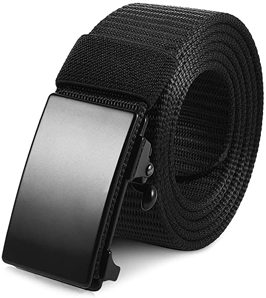 Vbiger Unisex Belt Canvas Belt with Automatic Buckle Military Tactical Black Belt