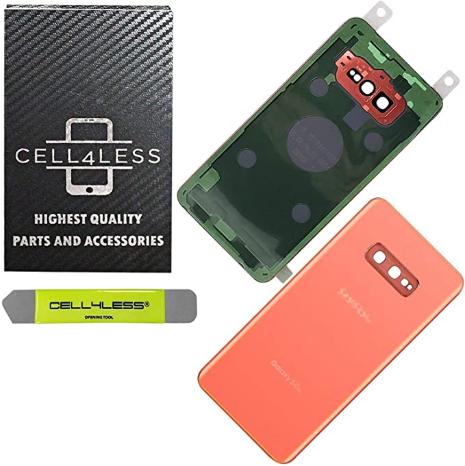 CELL4LESS Back Glass Replacement for The SM-G970 Galaxy S10e Model Including Camera Frame, Lens, & Removal Tool (Flamingo Pink)