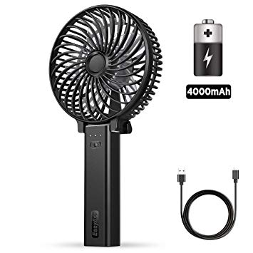 EasyAcc Handheld Fan Mini USB Fan with 4000mAh Rechargeable Battery Operated 23Hours 3 Speeds Quiet Powerful Personal Fan Portable Folding Cooling Small Fan for Stroller Travel Office Outdoor