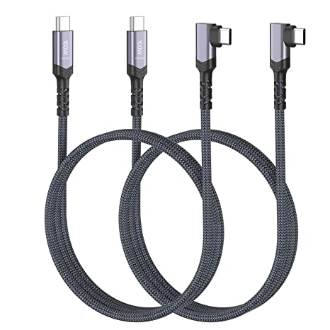 USB C to USB C Cable 100W, Besgoods 3ft 90 Degrees 10Gpbs 4K Video and Audio,USB 3.1 Gen 2 Cable for USB C Hub, MacBook Pro,SSD Hard Drive,Galaxy S21, Pixel More Type-C Devices/Laptops, Black,2-Pack