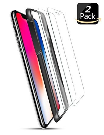 iPhone X Screen Protector, [Case Friendly] (Clear, 2 Packs) JACNITAD iPhone X Tempered Glass Screen Protectors [3D Touch] 0.25mm Screen Protector Glass for Apple iPhoneX/10 work with most case