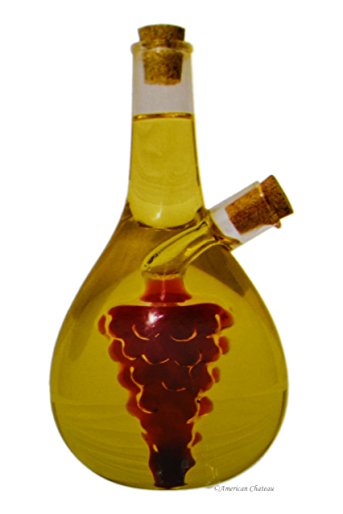 2-In-1 Blown Glass Olive Oil and Grape Shaped Vinegar Bottle Cruet (Gift Boxed)