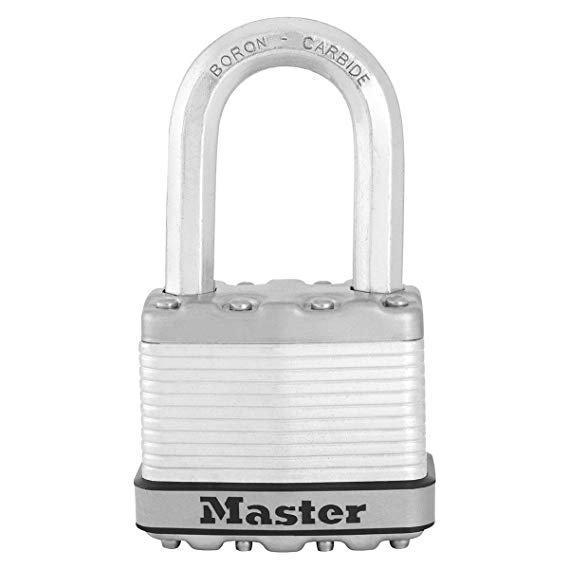 MASTER LOCK Very High Security Padlock [Key] [Laminated Steel] [Weatherproof] [Medium Shackle] M5EURDLH - Best Used for Storage Units, Sheds, Garages, Fences