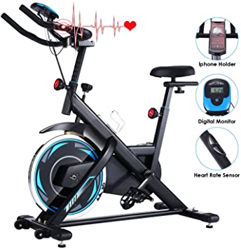 ANCHEER Exercise Bike Stationary 330 Lbs Weight Capacity- Indoor Cycling Bike with Tablet Holder and LCD Monitor for Home Workout
