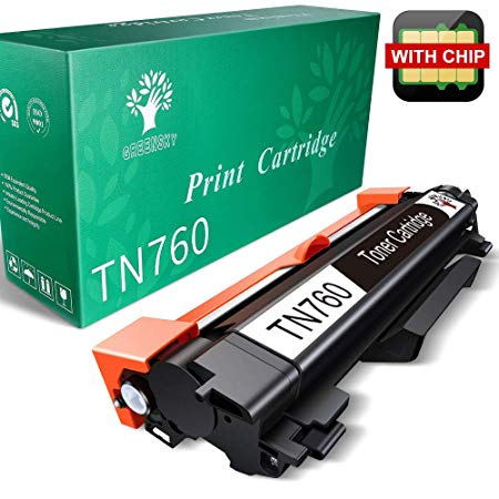 GREENSKY GREENSKY-TN760-1B-IC TN760 TN-760 TN 760 Toner Cartridge (with IC Chip) - 1Pack for Brother Mfc-L2730DW Mfc-L2710DW Mfc-L2750DW Hl-L2350DW TN730 Toner, Tn760 1black