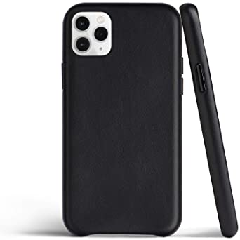 totallee iPhone 11 Pro Max Leather Case, Slim Thin Full Genuine Leather Premium Cover for Apple iPhone 11 Pro Max (Black Leather)