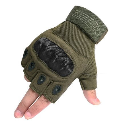 Reebow Gear Military Fingerless Hard Knuckle Tactical Gloves Half Finger for Army Gear Sport Driving Shooting Paintball Riding Motorcycle