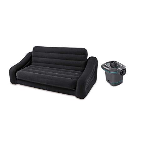 Intex 120V AC Electric Air Pump & Inflatable Queen Size Pull-Out Sofa Couch Bed