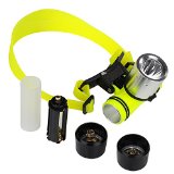 VicTsing 1800Lm Lumens CREE XM-L T6 3 Modes Super Bright Underwater Diving Headlamp Light AAA18650 Rechargeable Batteries Cree LED Lamp Waterproof Diving Head Flashlight Torch for Diving Swimming and Camping Hiking CyclingBatteries not included