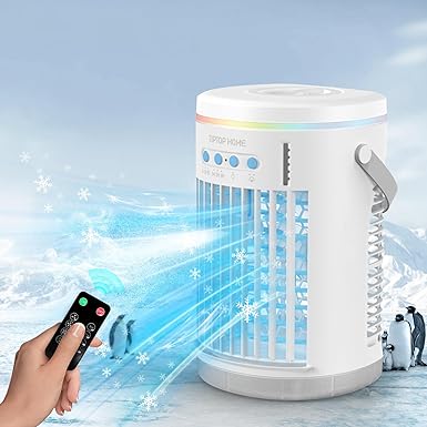 Portable Air Conditioners,1400ml Mini Air Conditioner 4-in-1 Air Cooler Remote Control Humidifier Mini AC with LED, Personal Air Conditioner 3 Speeds Timing Evaporative Cooling Fan for bedroom Outdoor