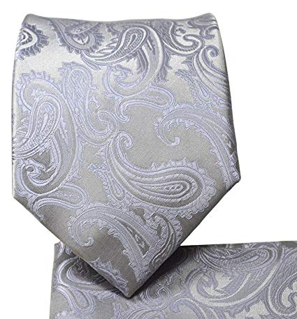Paisley Pattern Necktie & Matching Pocket Square Handkerchief Set