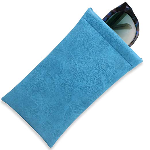 Soft Sunglasses case Squeeze Top Large Eyeglass case | Cell phone case Holder with cleaner cloth