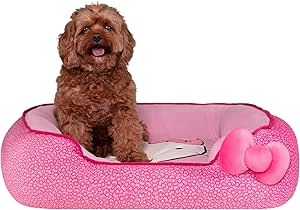 Hello Kitty and Friends Pink Bolster Pet Bed with Printed Design and Machine Washable Removable Insert - Size Medium - Ultrasoft for Dogs and Cats