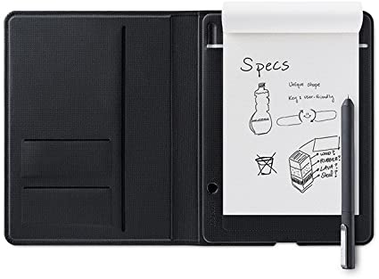 Wacom K100914 Bamboo Folio Digital Notepad A5 (Half Letter Size), Small Portfolio Notebook with Digitisation Technology Including Stylus with Ballpoint Pen, Compatible with Android and Apple, Grey