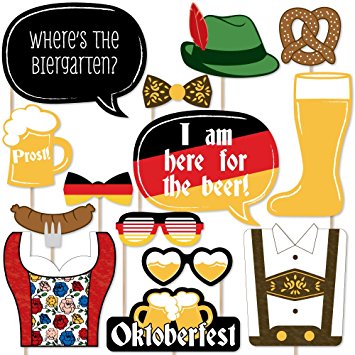 Oktoberfest - German Beer Festival Photo Booth Props Kit - 20 Count