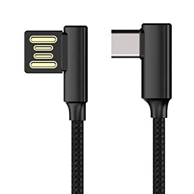 Fast Charger Cable,Braided 90 Degree Right Angle Type C/Micro USB Fast Data Sync Charger Cable for Cell Phone (1.2M)