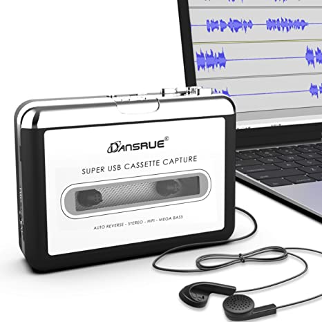 Dansrueus Updated Cassette to MP3 Converter, USB Cassette Player from Tapes to MP3, Digital Files for Laptop PC and Mac with Headphones from Tapes to Mp3 New Technology,Silver