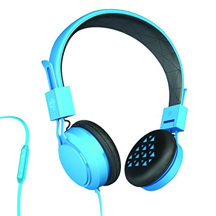 JLab Audio INTRO Premium On-Ear Headphones with Universal Mic, Blue