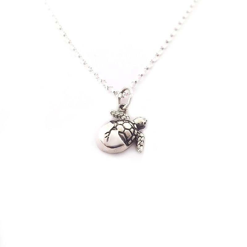 Hatching Sea Turtle Charm Necklace - Sterling Silver