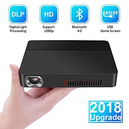 SeoJack Portable 3D Projector, Smart WiFi Projector 50,000 Hour, Support Airplay Mira-cast Wireless Display, Support 1080P, HDMI, USB, VGA, AV Home Cinema, TVs, Laptops, Phones