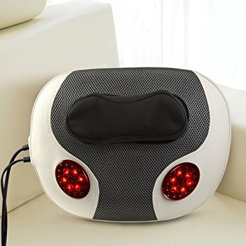SKG 6-Node Deep Kneading Shiatsu Neck Pillow Massager with Infrared Heat - Versatile Shoulder Back Massage Cushion with Rolling Balls - Head, Waist, Arm, Feet and Leg Massager