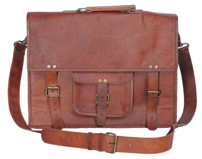 Komal's Passion Leather Vintage 15 Inch Laptop Messenger Bag Breifcase Satchel for Men and Women