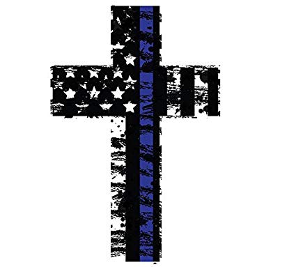 Thin Blue Line Cross Reflective (2) Pack. Show Your Support for Our Men and Women of Law Enforcement