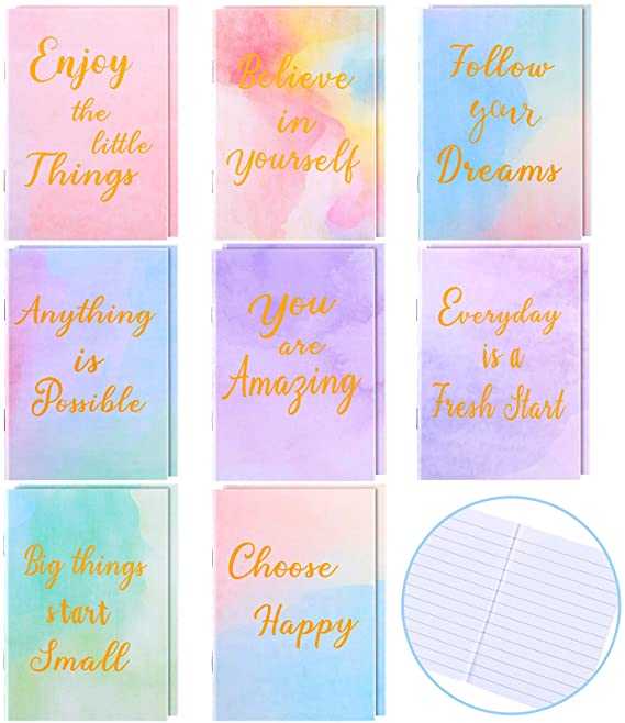 Soft Cover Journal Notepads Christmas Mini Motivational Notebook Small Pocket Notebook Steno Inspirational Notepads for Christmas School Office Home Travel Present Supplies,8 Styles (16 Pieces)