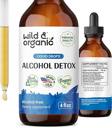 Wild & Organic Alcohol Detox Supplement - Liver Cleance & Repair Formula - Anti Alcohol Complex - Liver Support Supplement with Milk Thistle Seed, Dandelion Root - Vegan Tincture - 4 Fl. Oz.