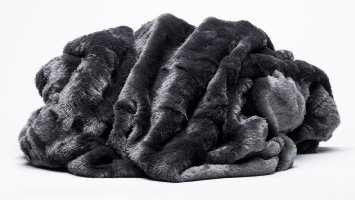Chanasya Super Soft Cozy Sherpa Fuzzy Fur Warm Dark Gray Black Throw Blanket - Box Embossed Fur Pattern