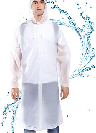 Waterproof Superlight Raincoat with Hood, Longbody Piece Rain Slicker/Wears for Men&Women