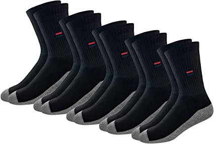 Navy Sport Men's Solid Cushion Comfort Cotton Crew Socks, Pack of 5 Pairs (Shoe Size: 7-12)