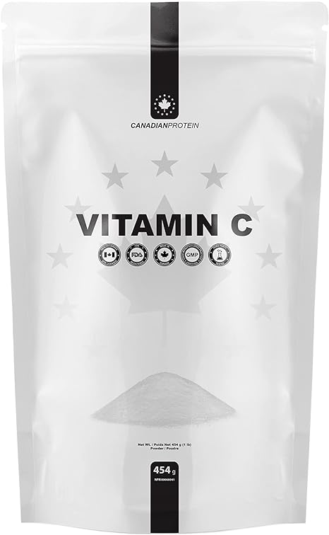 Canadian Protein Vitamin C (Ascorbic Acid) Powder | 454g of Antioxidant Supplement with Immune System Support, Promotes Healthy Skin, Boosts Metabolism, 1g of Vitamin C Per Serving