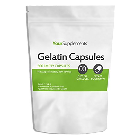 Your Supplements - Size 00 Empty Gelatin Capsules - Pack of 500