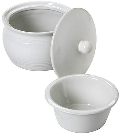 Norpro 3 Piece Stoneware Stay Cool Warm Dip Server Set, 1.5c/12oz, White