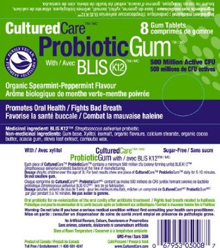 Oral Probiotic BLIS-K12 Gum Organic Spearmint-Peppermint