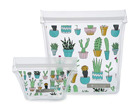 Full Circle ZipTuck Reusable Plastic Bags Mini & Travel Set, Cactus Party