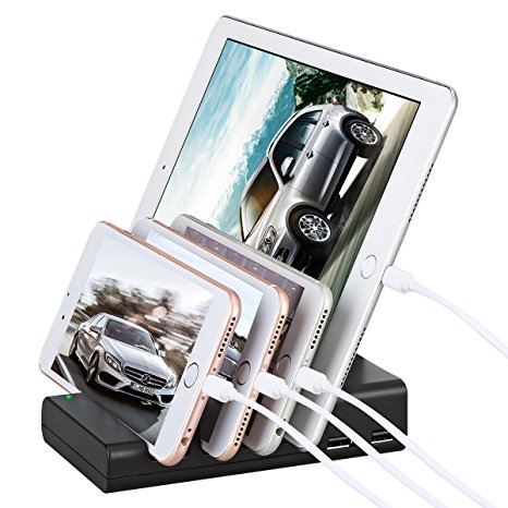 Zglon Multiple Powerhouse 4 Ports USB Charging Station-Hub Dock for iPhone 7 Plus/6 Plus/6/5S/5C/4S iPad Pro/Air/Mini/3/2/1, Nexus, HTC Samsung Galaxy S6 Edge/S6/5/4/3/Note/Note2/Tab, iPod Etc.