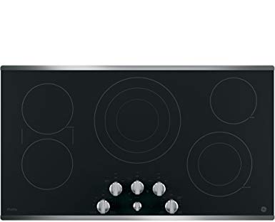 GE PP7036SJSS 36 Inch Smoothtop Electric Cooktop with 5 Radiant Elements, Sync, Versatile Burners, Keep Warm Setting, Control Lock Capability, Red LED Backlit Knobs, ADA Compliant Fits Guarantee