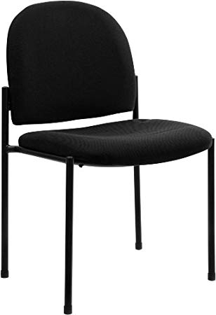 Flash Furniture Comfort Black Fabric Stackable Steel Side Reception Chair